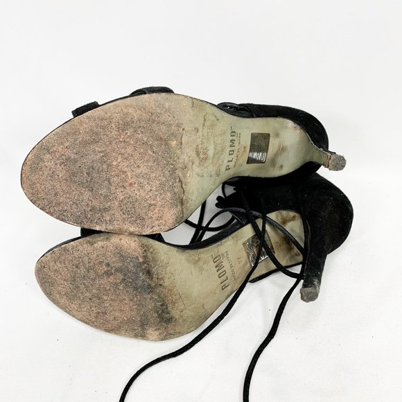 PLOMO Black Suede Ally Heeled Sandals - Picture 7 of 7